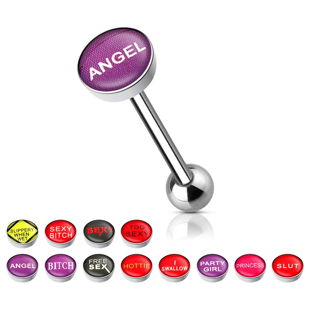 Epoxy Covered Bad Words Tongue Bar Glamore