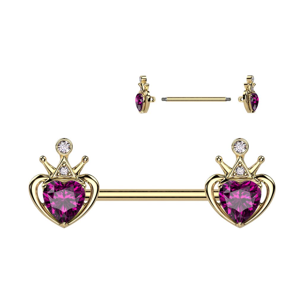 Crown & Pink Heart | Nipple Bar