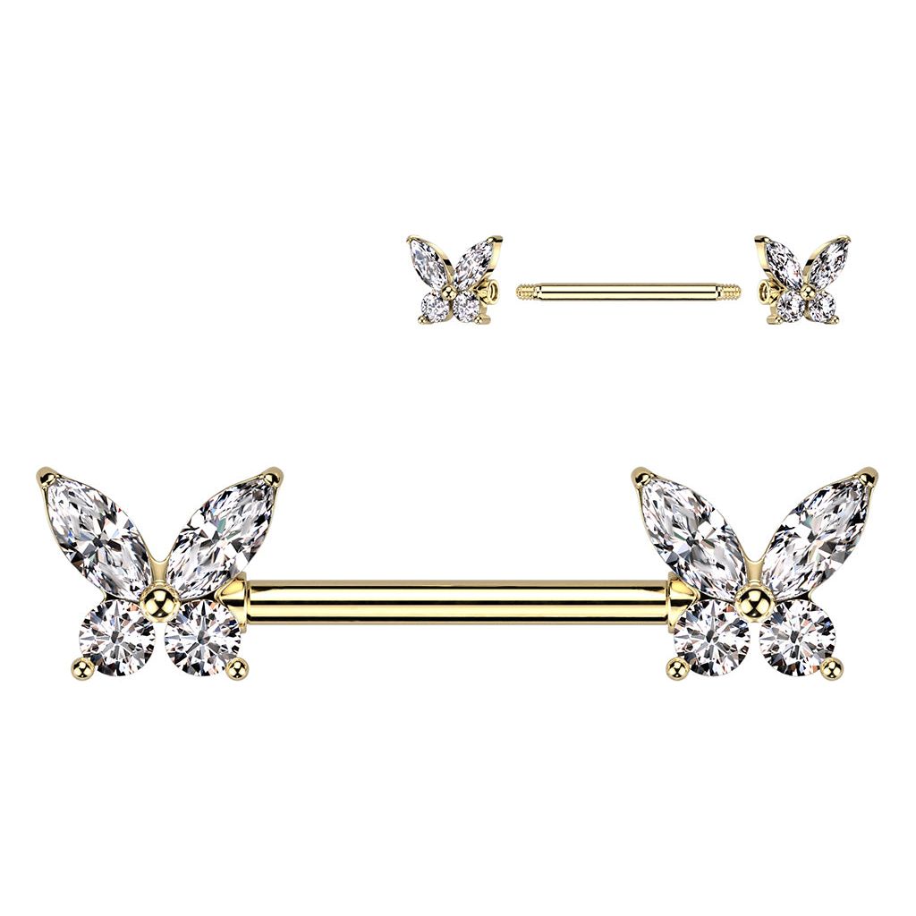 Gold Butterfly End | Nipple Bar