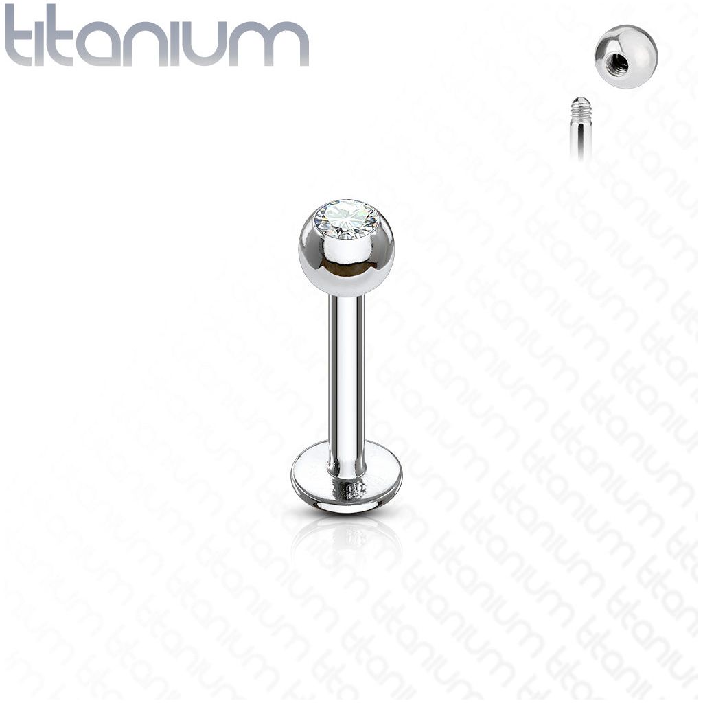 Titanium Externally Thread | Press Fit CZ Labret