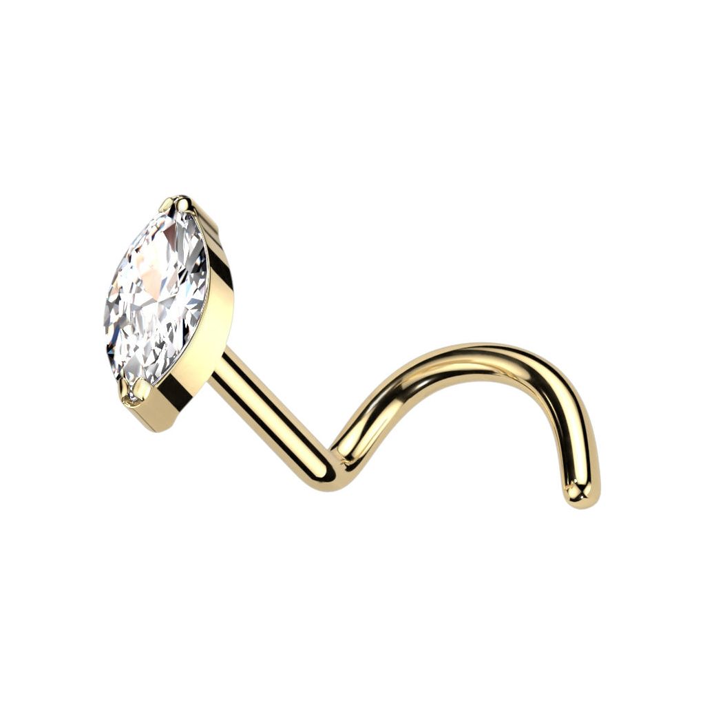 Marquise Prong CZ | Nose Screw {Gold}