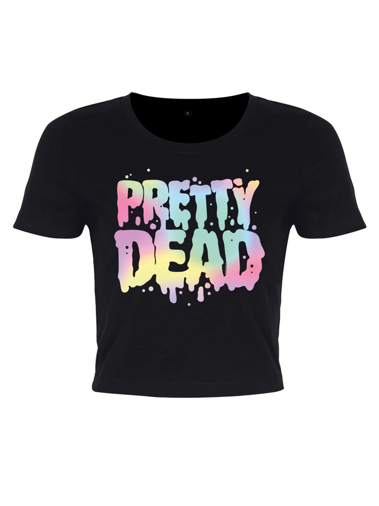 Pretty Dead Pastel Goth | Black Crop Top {S}