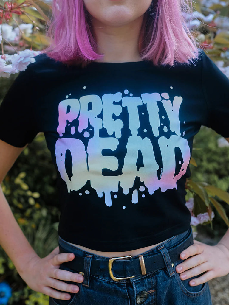 Pretty Dead Pastel Goth | Black Crop Top {S}