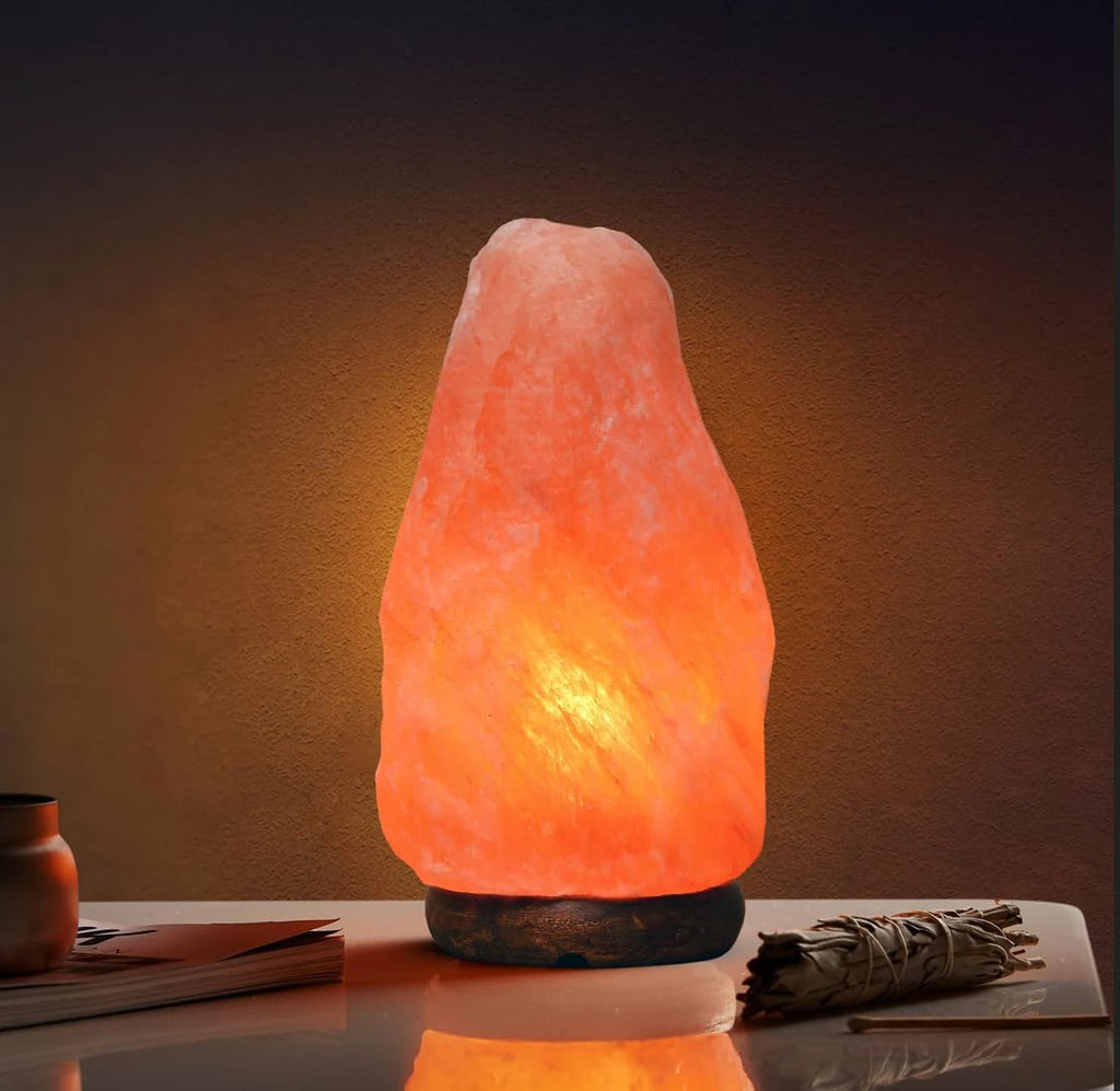 Salt Lamp Brown Wood Base {4kg}