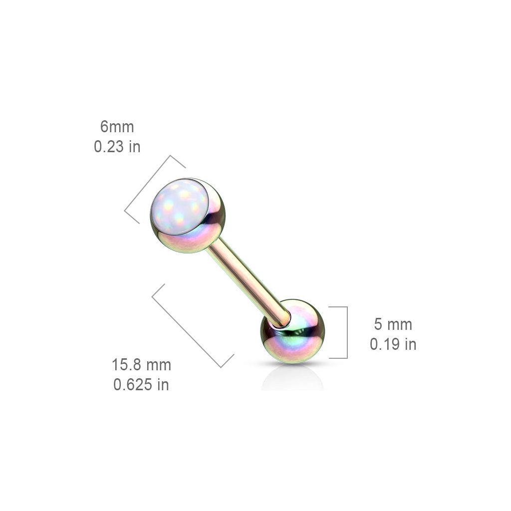 Illuminating Stone Set 316L Surgical Steel Barbell Tongue Rings