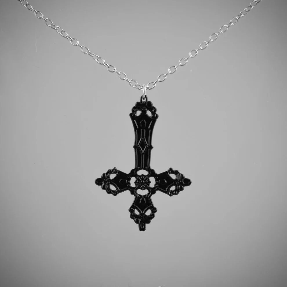 Black Inverted Cross | Necklace