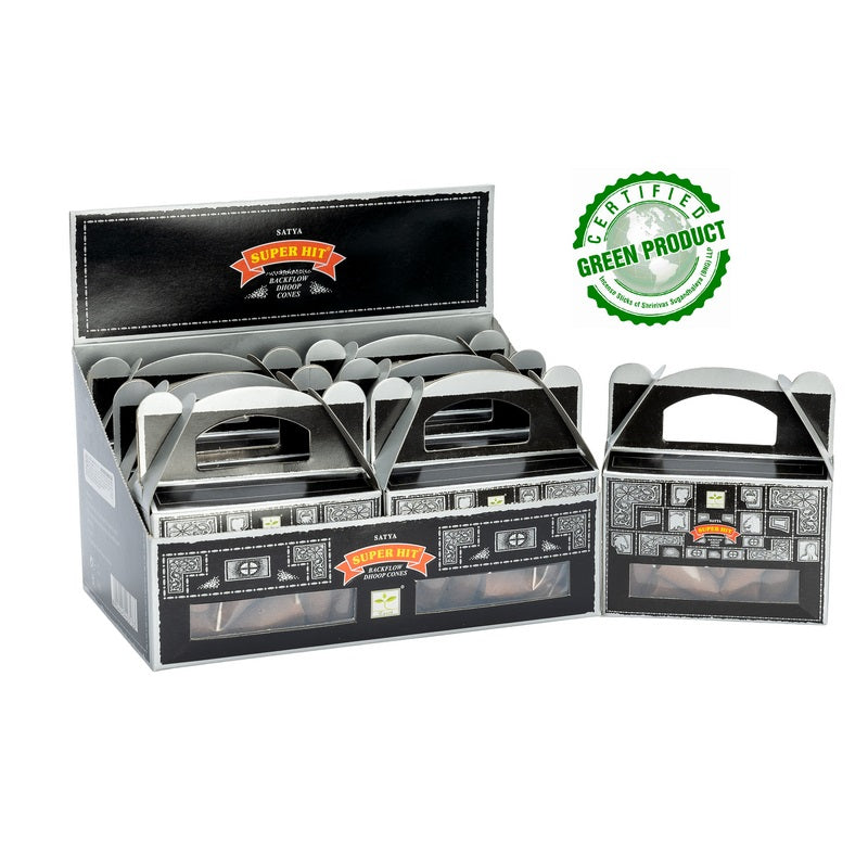 Display of Super Hit product boxes with a green 'Certified Green Product' label on a white background