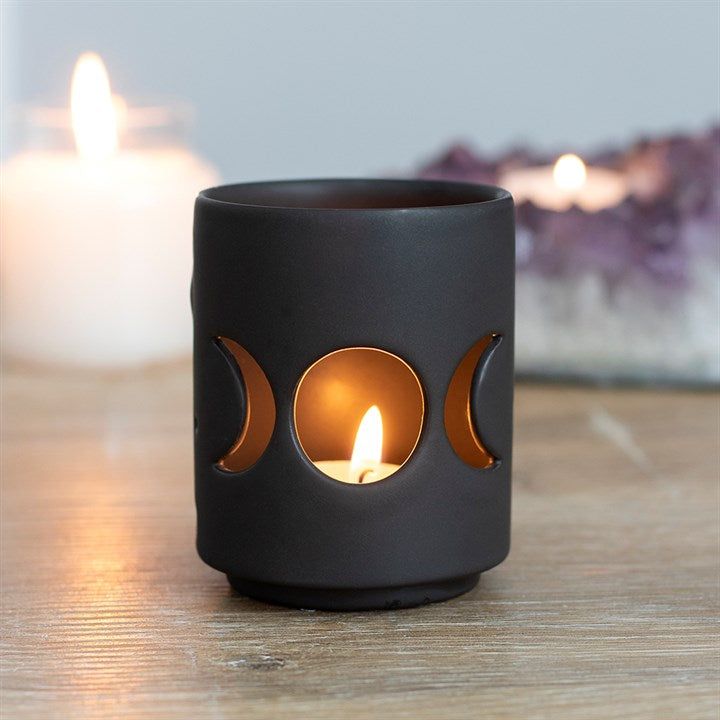 Small Black Triple Moon Cut Out | Tealight Holder