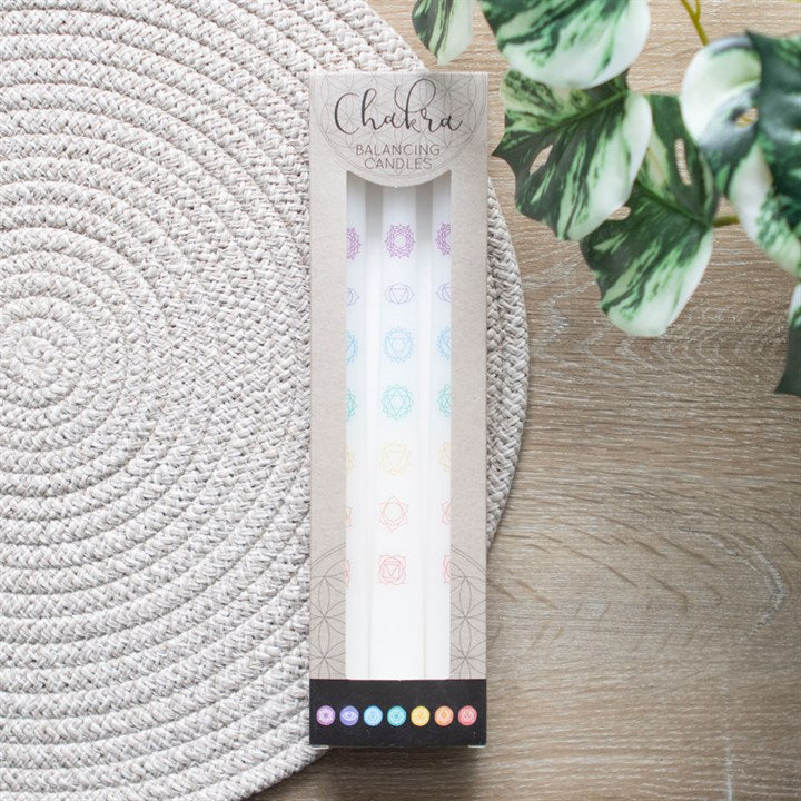 Set of 3 White Chakra | Taper Dinner Candles