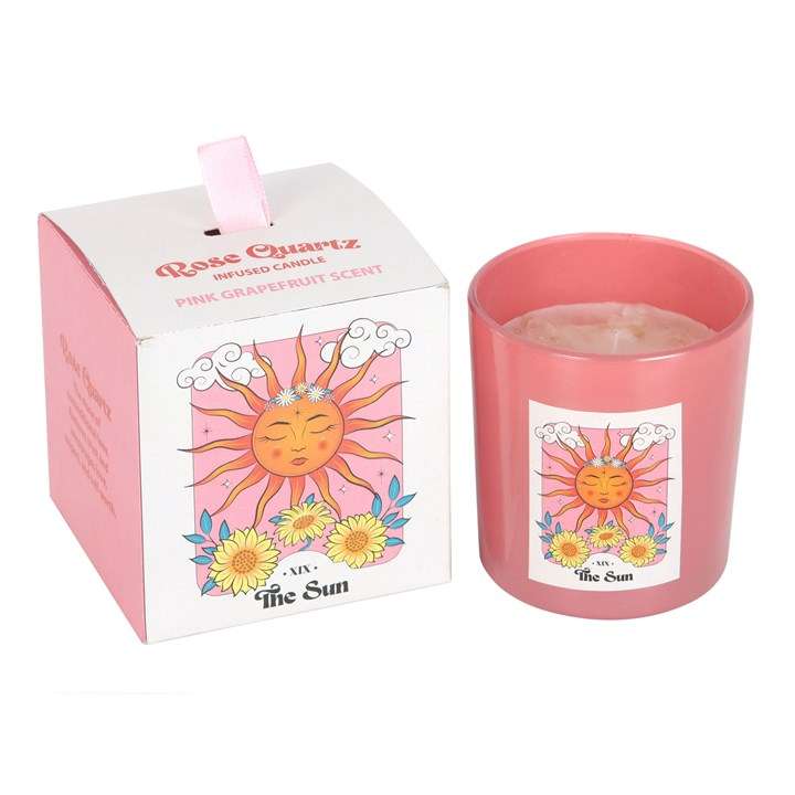 The Sun - Rose Quartz | Celestial Crystal Chip Candle