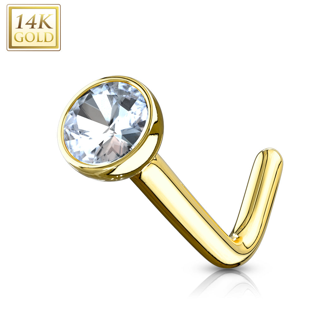 14Kt. Gold Bezel Set | L Bend Nose Stud