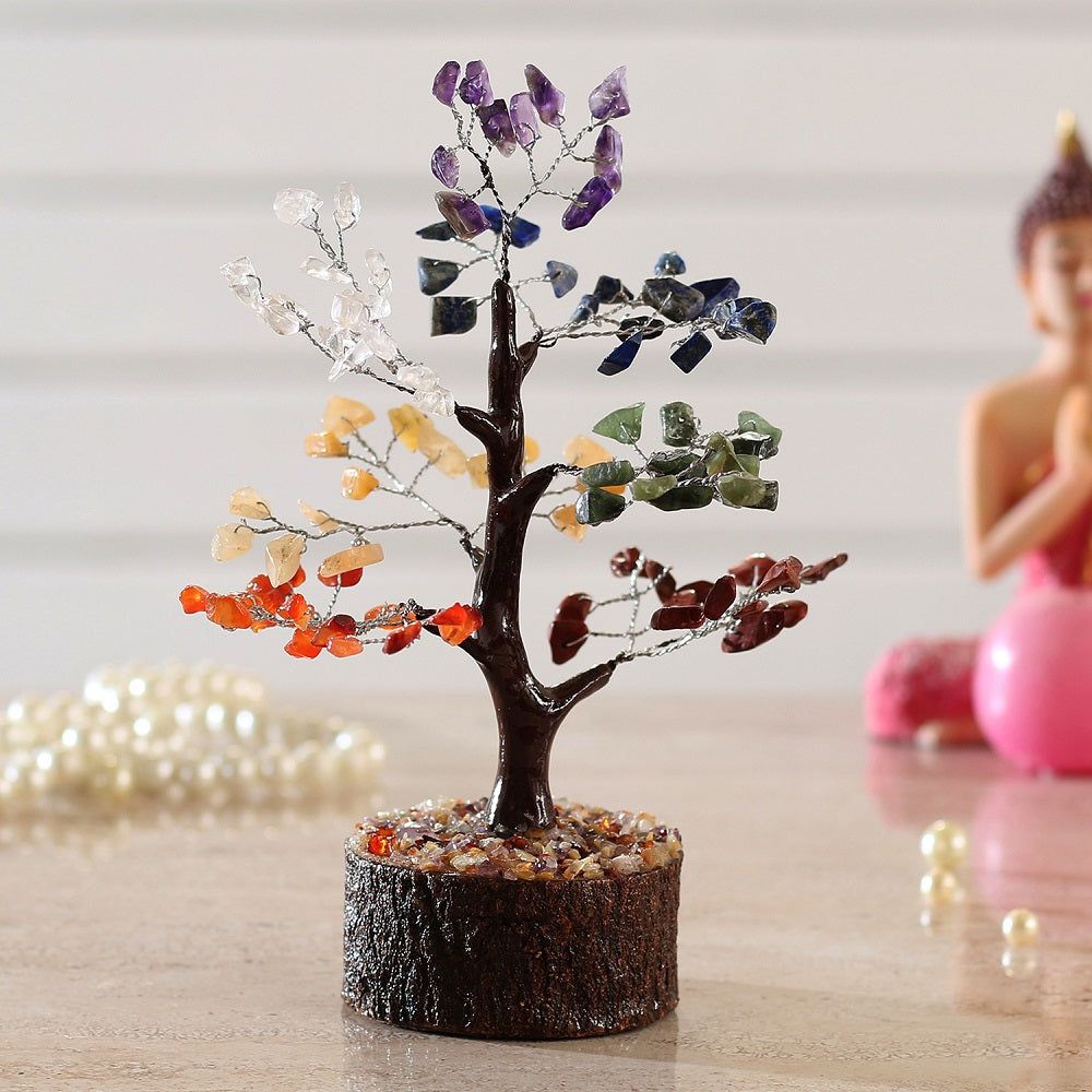 Chakra Crystal Tree | Neem Base 19cm