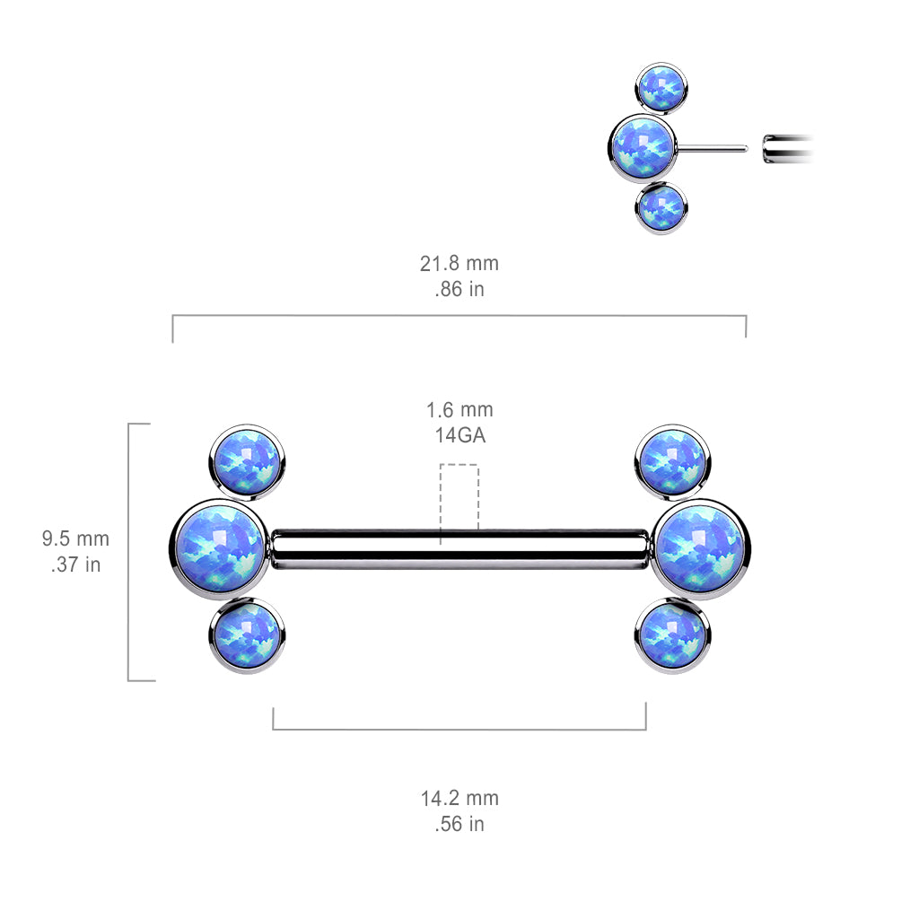Titanium Opal Threadless 3 Bezel | Nipple Bar {Purple}