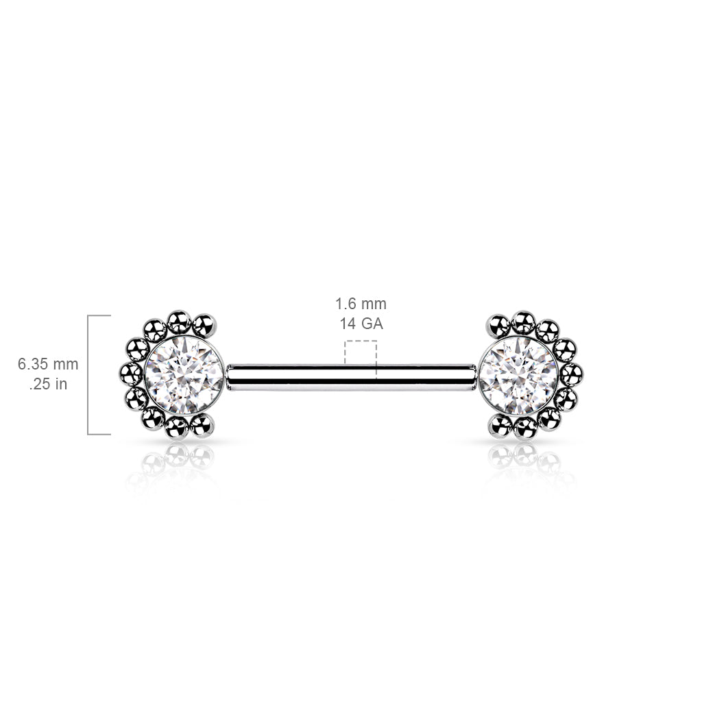 Titanium Threadless Bezel Bead Edge | Nipple Bar {Red}