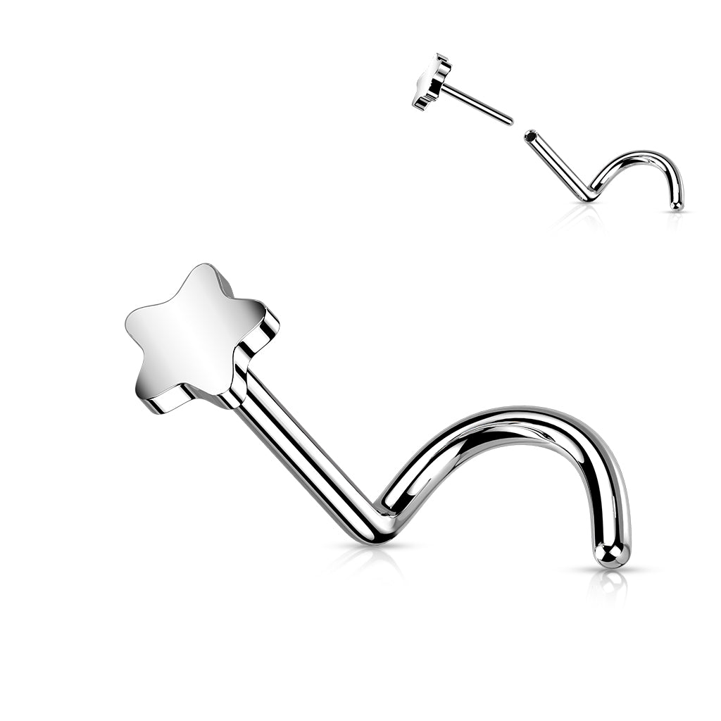 Titanium Threadless Push in Nose Screw | Star