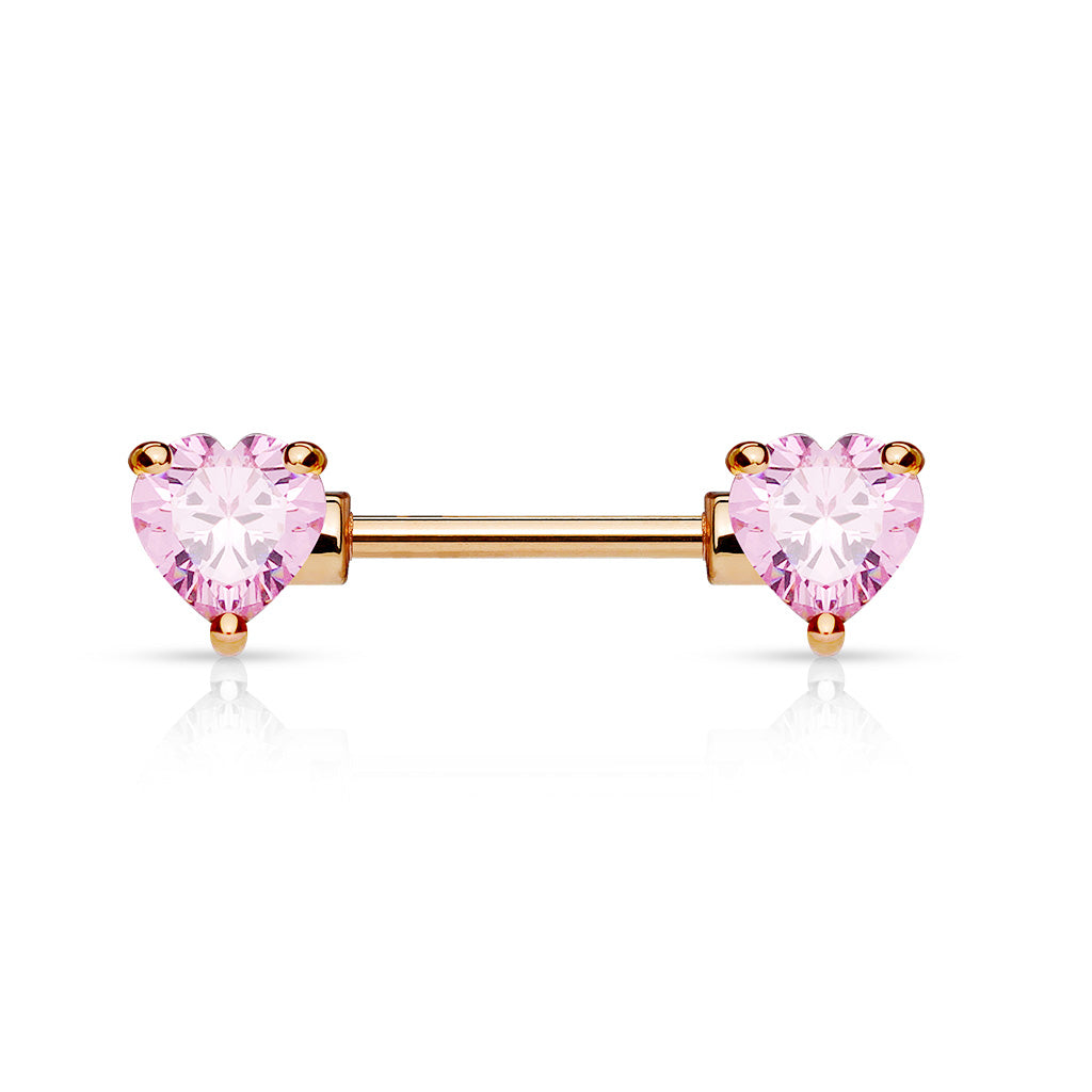 Front Facing Heart | Nipple Bar {Rose Gold + Pink}