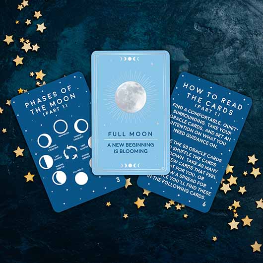 Set of tarot cards with star decorations on a dark background