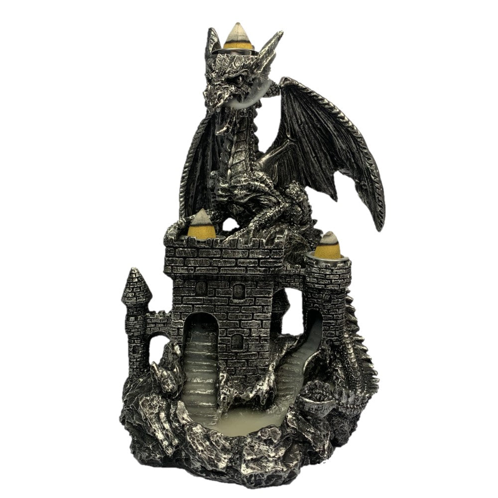 Dragon on Castle Backflow | Incense Burner