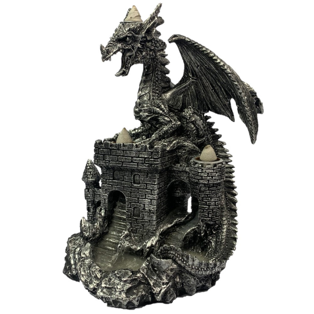 Dragon on Castle Backflow | Incense Burner