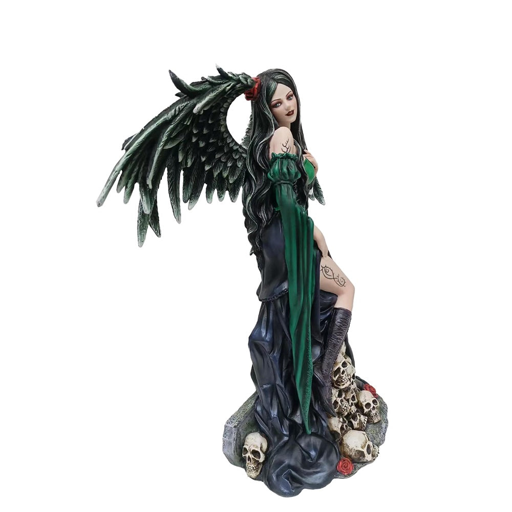 Gothic Girl on Skulls | Statue {Green}