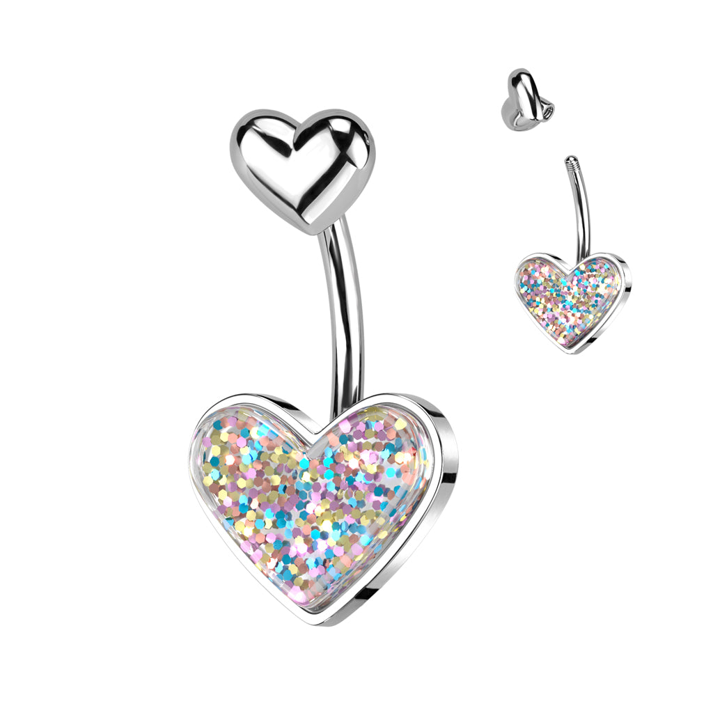 Glitter Heart  | Navel Bar