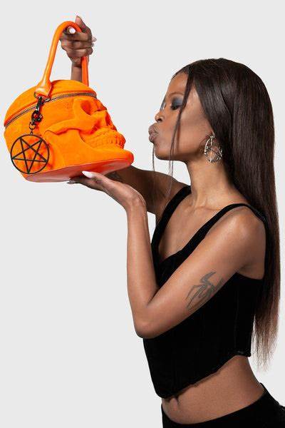 Velvet Grave Digger Handbag | Killstar {Orange} | Faulty|