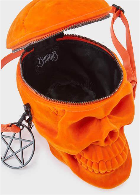 Velvet Grave Digger Handbag | Killstar {Orange} | Faulty|