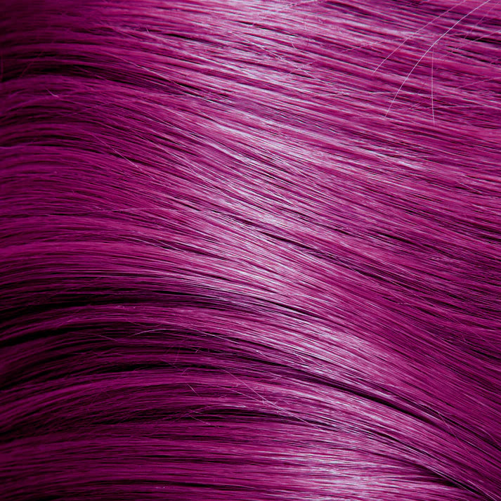 Close-up of purple hair extensions with a focus on texture and color.