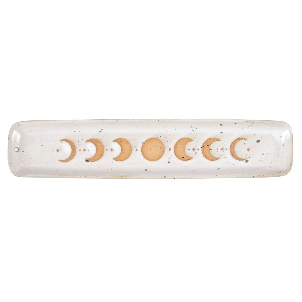 Decorative incense ash catcher with moon phases on a white background