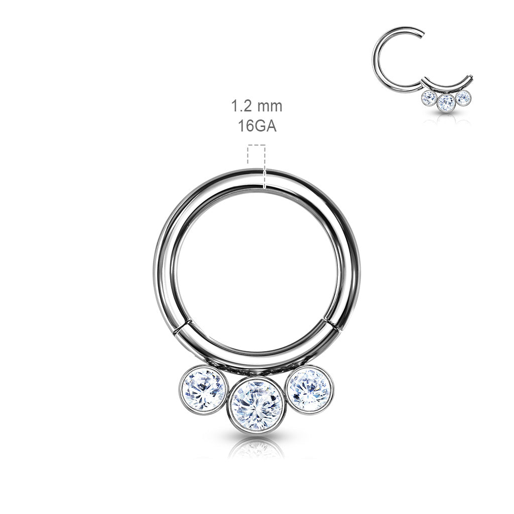 Titanium 3 Bezel Set Crystal | Hinged Hoop