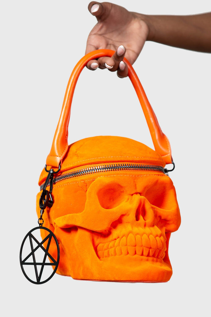 Velvet Grave Digger Handbag | Killstar {Orange} | Faulty|