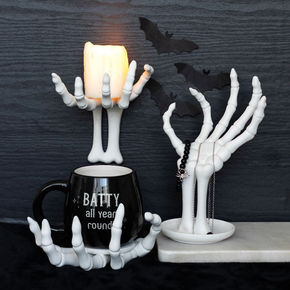 Skeleton Hand Coaster and Candle Ceramic Holder