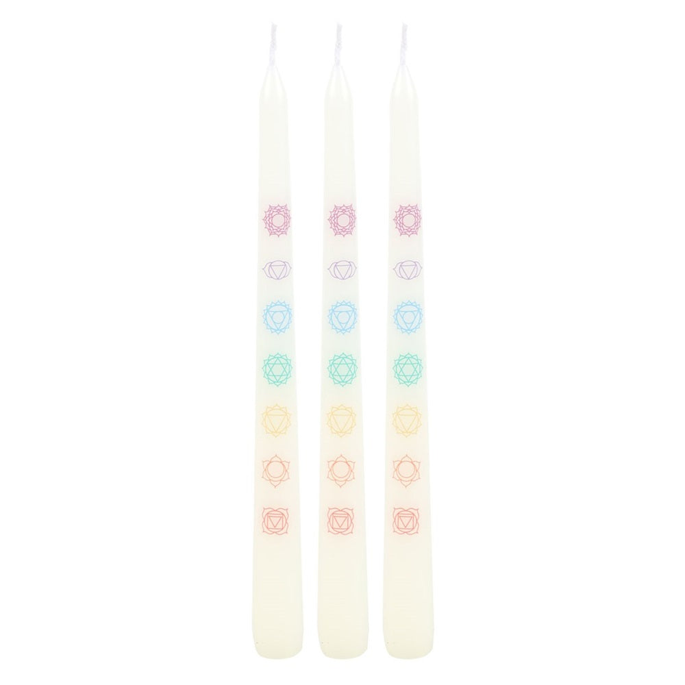 Set of 3 White Chakra | Taper Dinner Candles