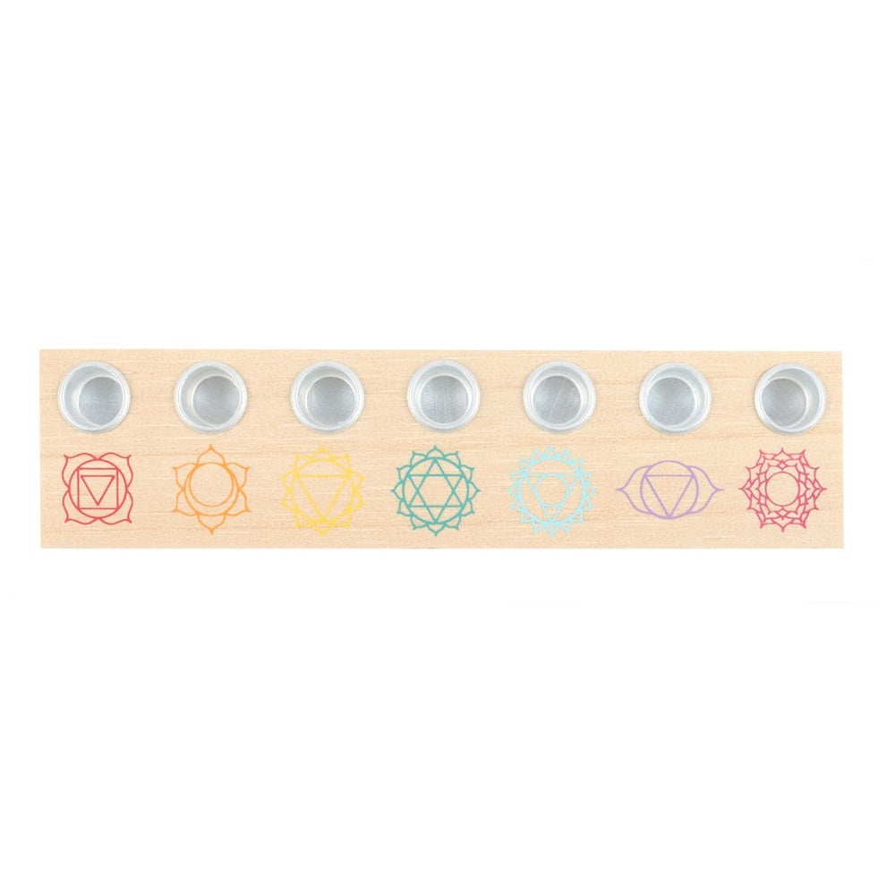 Seven Chakras | Wooden Candle Holder