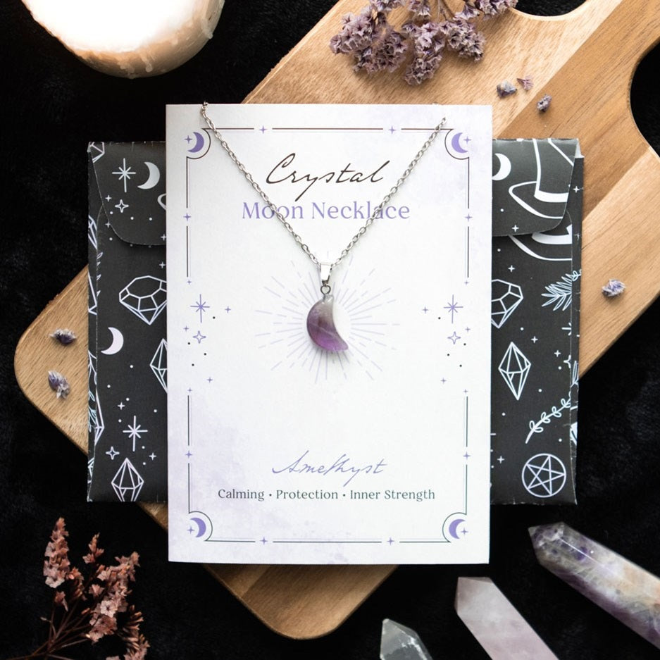 Crystal Moon Necklace Card | Amethyst