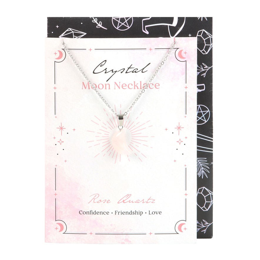 Crystal Moon Necklace Card | Rose Quartz