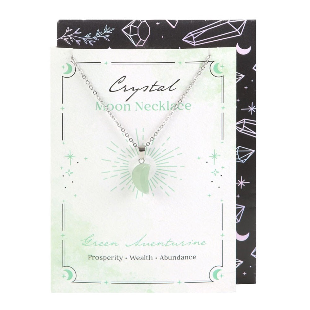 Crystal Moon Necklace Card | Green Aventurine