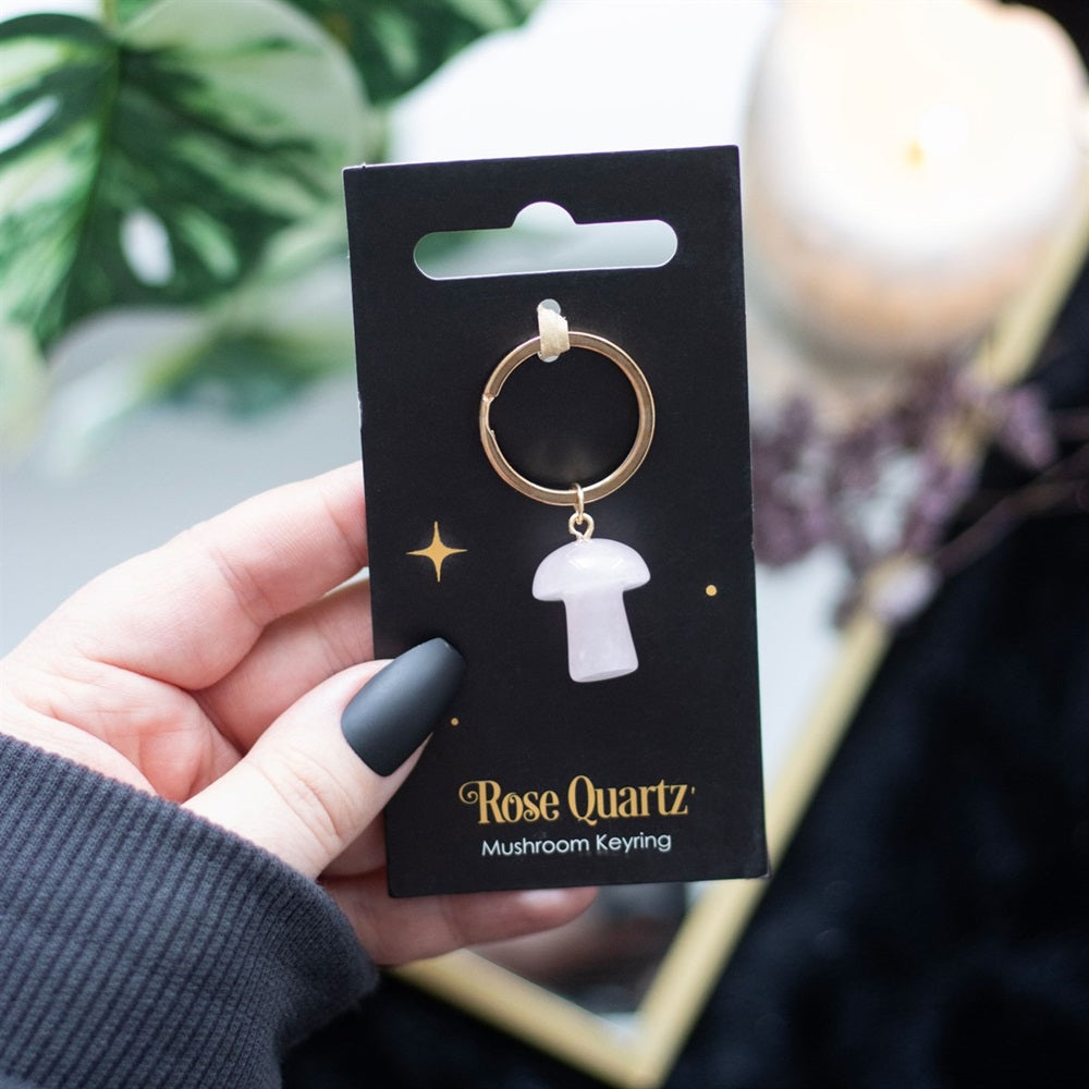 Rose Quartz Mushroom | Keyring