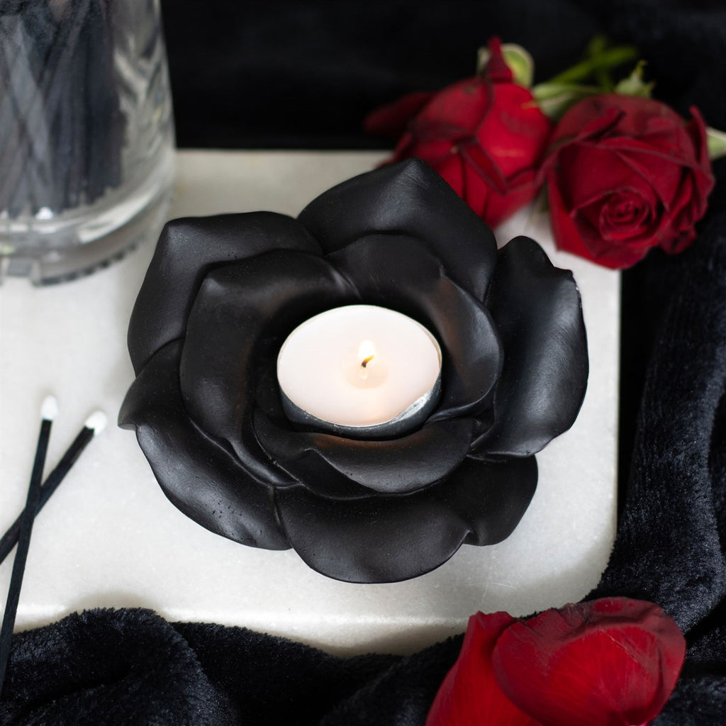 Black Rose Resin | Tealight Candle Holder