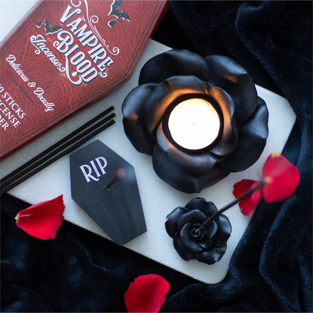 Black Rose Resin | Tealight Candle Holder