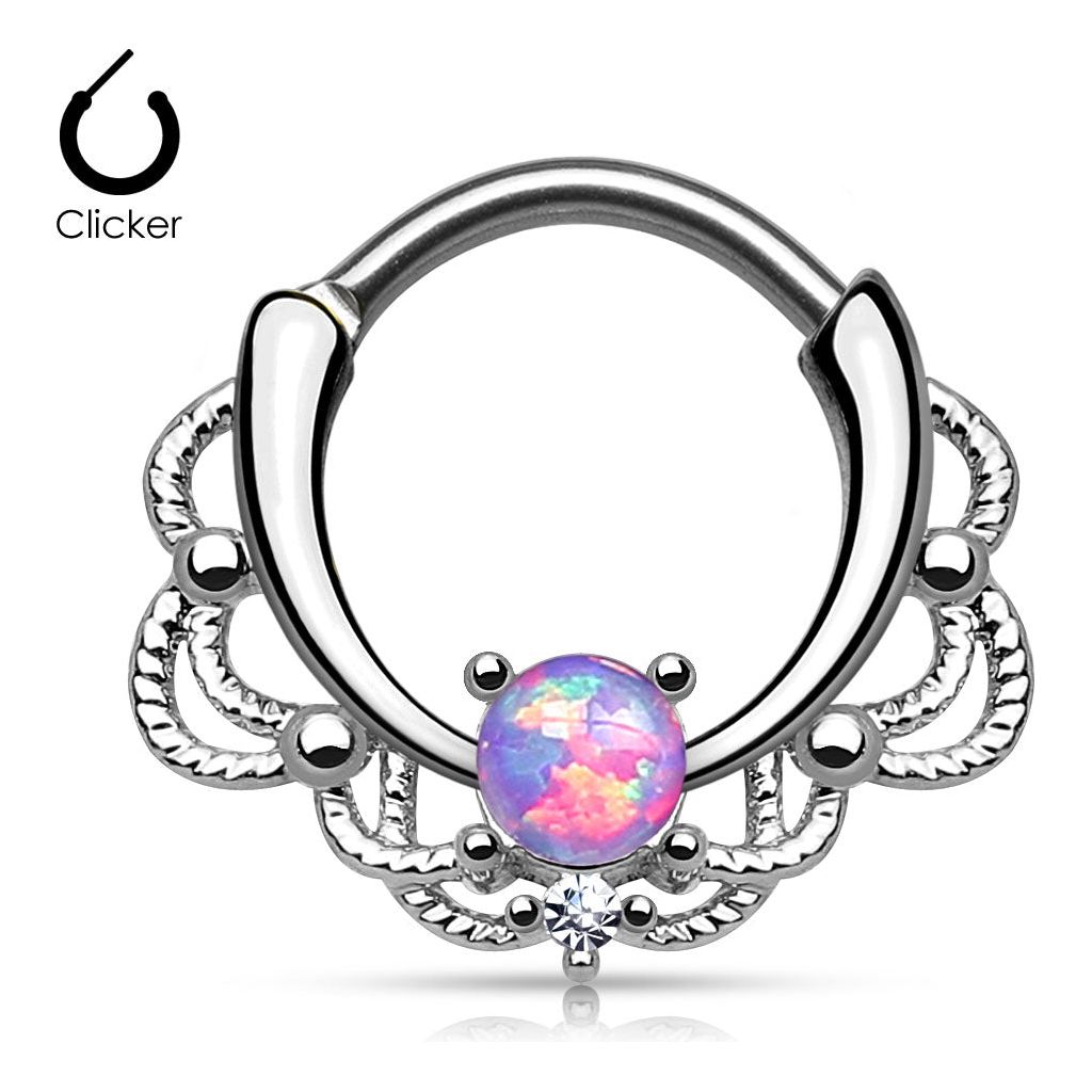 Silver Lace Opal | Septum Clicker