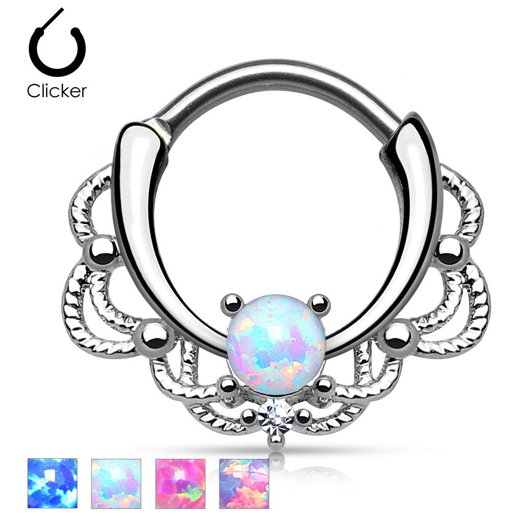 Silver Lace Opal | Septum Clicker