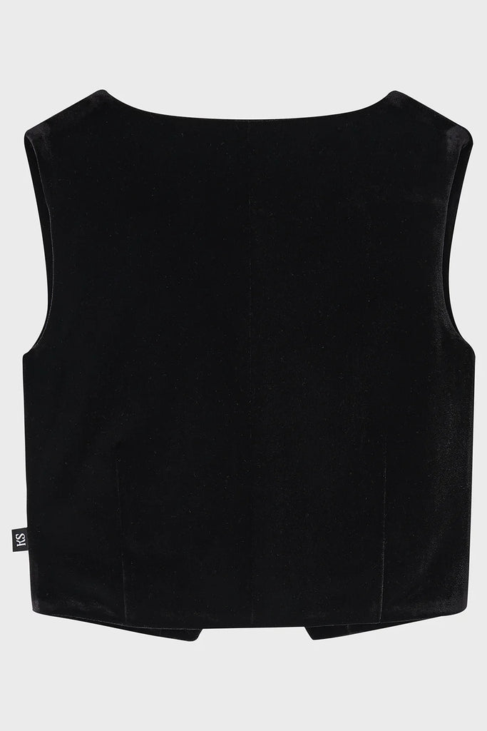 Black sleeveless top on a white background