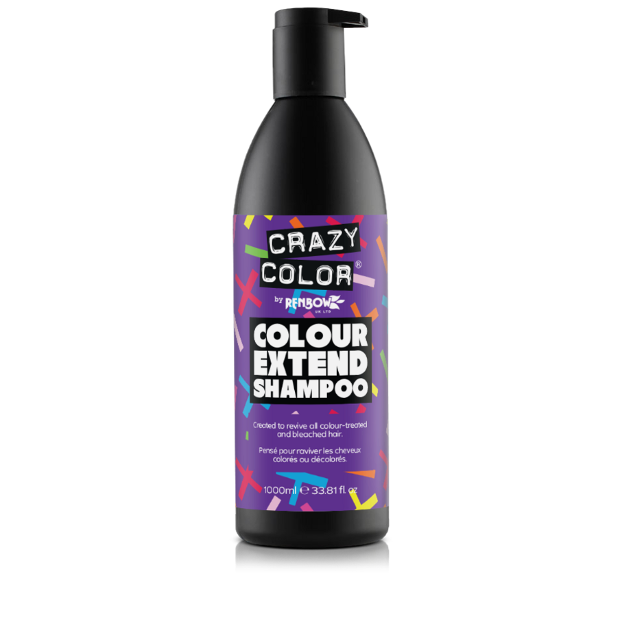 Crazy Color Colour Extend shampoo bottle on a white background
