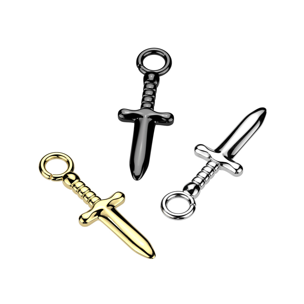 Titanium Dagger Dangle for Hoops, Studs and More