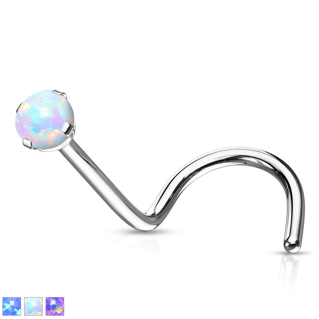 Titanium Opal Prong Set  | Nose Screw