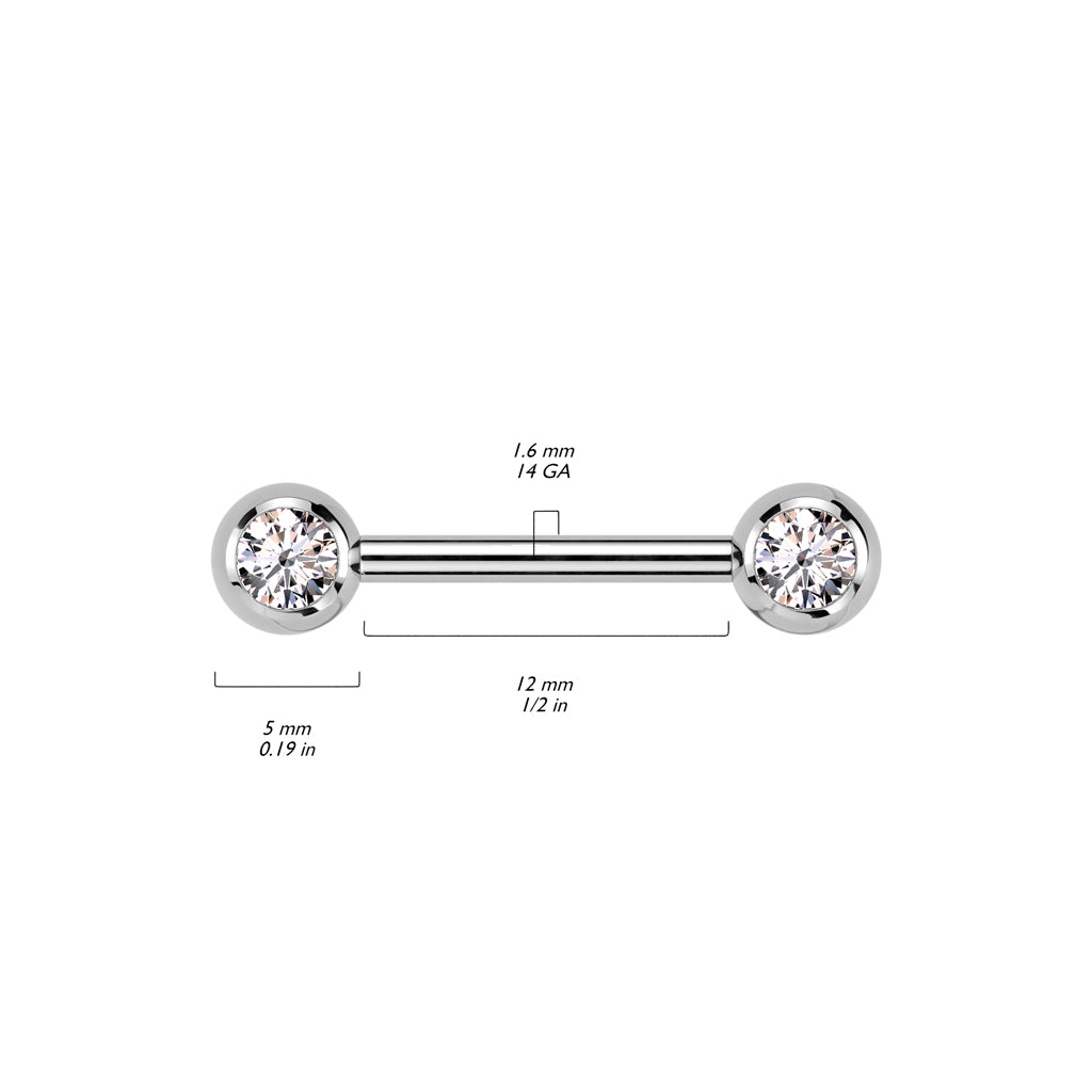 Titanium Internal Thread CZ | Nipple Barbell {Aqua}