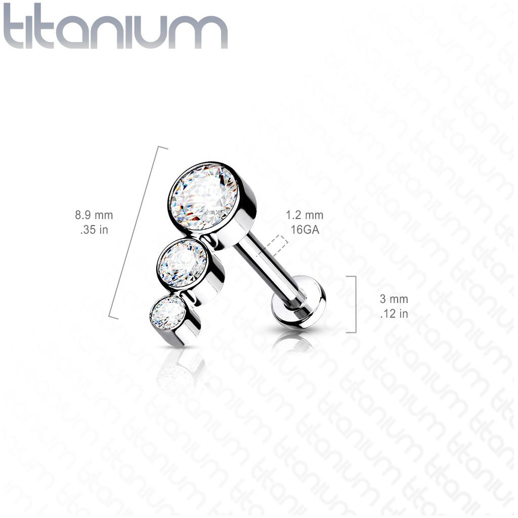 Titanium 3 Drop CZ | Labret Stud