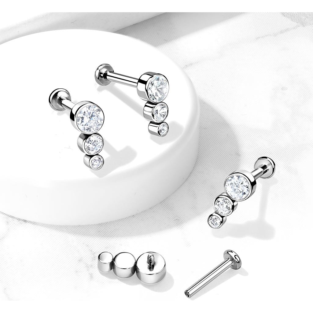 Titanium 3 Drop CZ | Labret Stud