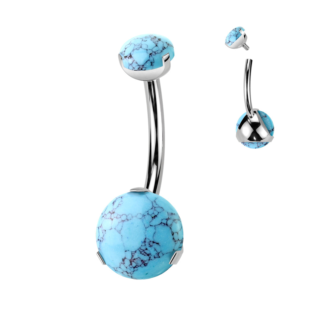 Titanium Prong Set Natural Stone | Navel Bar {Turquoise}